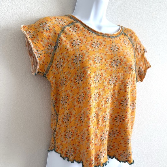Natural Life Baby Tee Womens Small Yellow Floral Colorful Hippie Beach Summer - Picture 6 of 9
